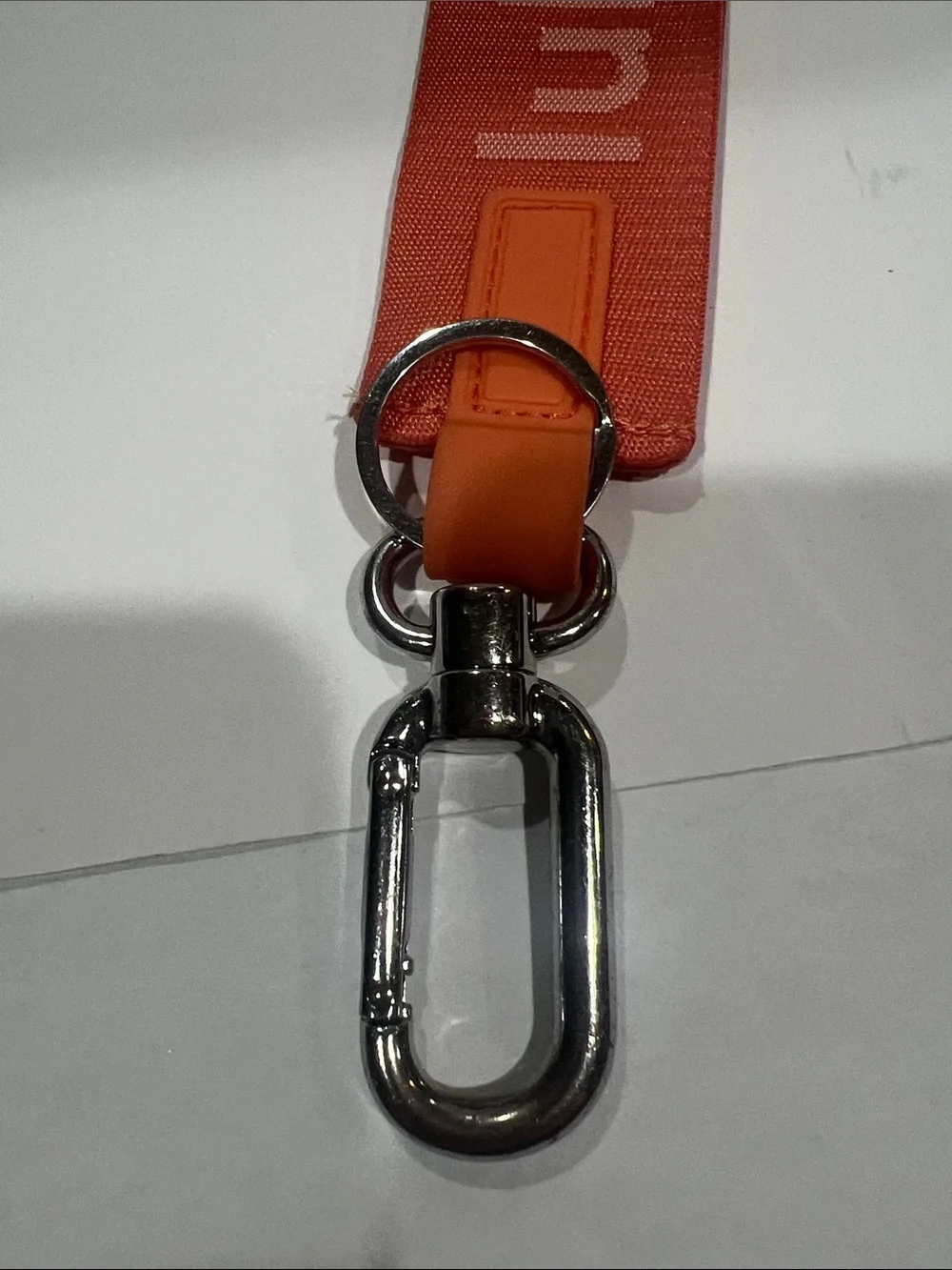 lululemon athletica Coral Orange Wrist Lanyard with Metal Clip
